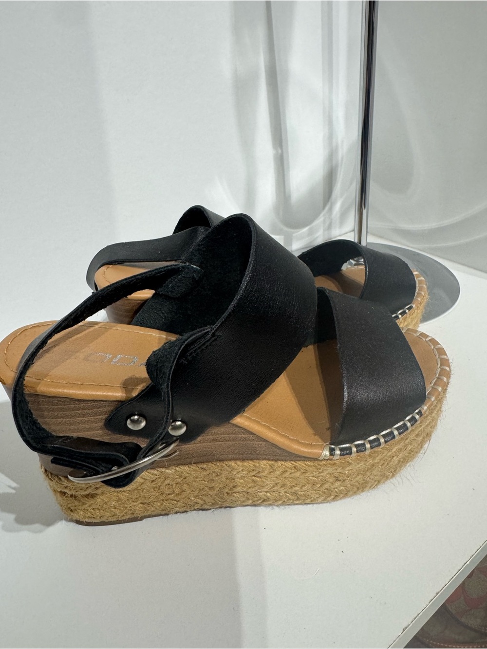 Soda Black Espadrille Platform Wedge Sandals
